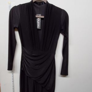 Long sleeve black dress with slit